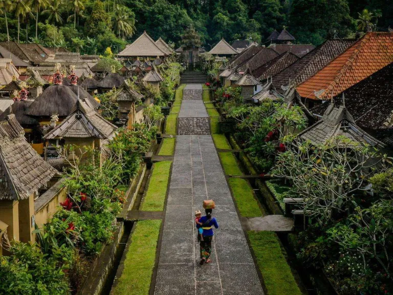 Pemandangan desa tradisional Bali dalam itinerary tour harian Bali.
